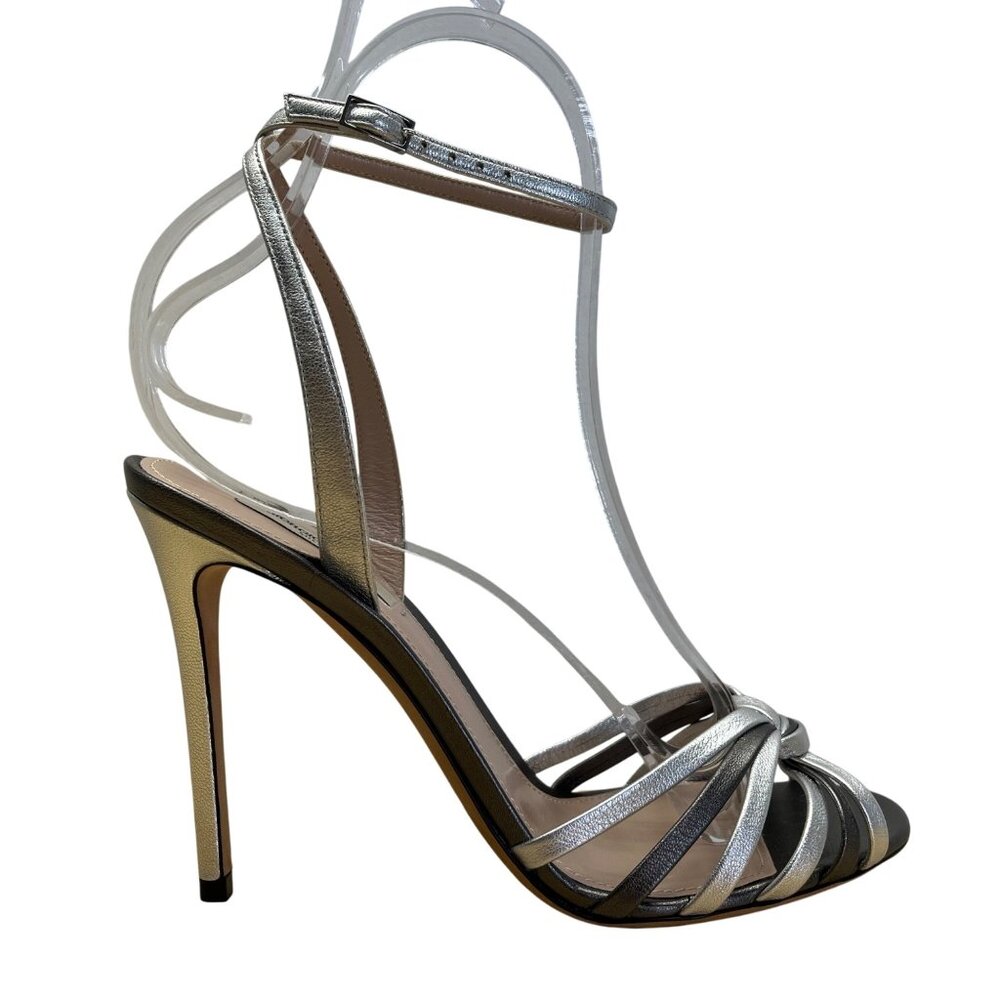 Giorgio Women’s Argento & Antracite Strappy Stiletto Heel Sandals Sz 8 US